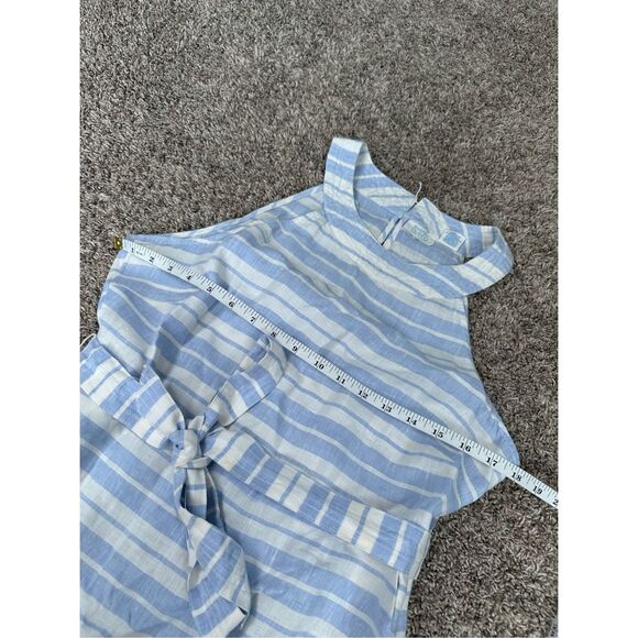 Sigrid Olsen 100% Linen A-line Halter striped Midi Dress Women’s S Blue/White - Picture 7 of 13
